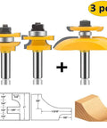 Three Piece Router Bit Set With Half Inch Shank For Round Over Cove And Raised Panel Cabinet Door Bits Rail And Stile Milling