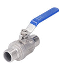 Heavy Hitter 3/4 Inch Ball Valve Built From 304 Stainless Steel With NPT Male Thread Ends And A Non Slipping Hand Lever For Droptight Shut Off In Water Oil Or Gas Plumbing Rigs.