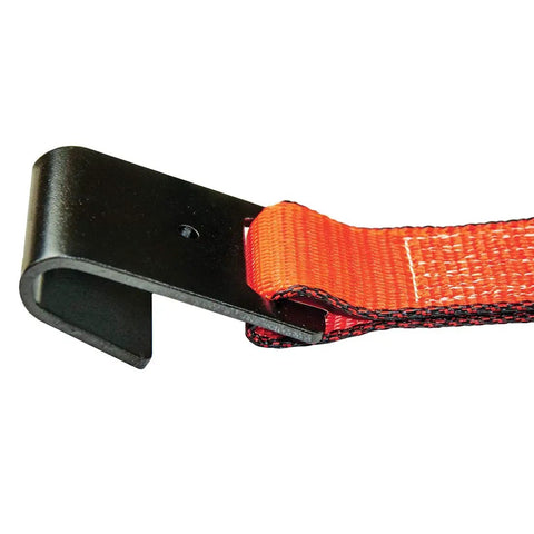 ProSeries Beefy Heavy Duty Ratchet Straps With Flat Hooks 2 Inch Wide By 27 Foot 2 Pack 3300 Lbs Safe Working Load shown in close-up