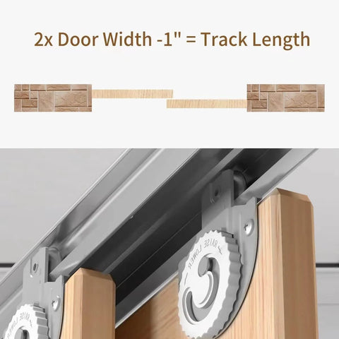 Bypass Sliding Door Hardware Kit 84 Inch Track Set For Two Door Wardrobe Closet System showing wheel mechanism on track