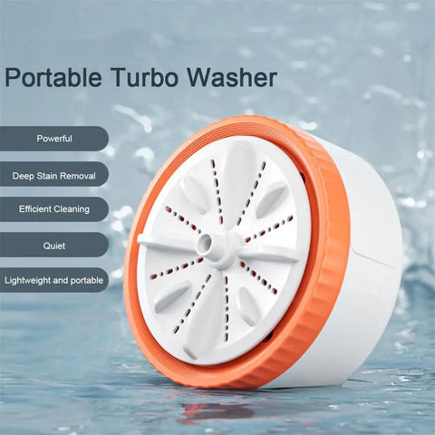 Portable Mini Washer With Usb Rechargeable Turbo Dual Wave System For Fast Laundry Cleansing No Sweat Cordless Design, close-up of washing device.