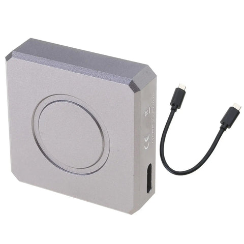 Rock Solid M.2 NVMe 2230 SSD Enclosure Tool Free External Hard Drive Case with USB C cable, sleek alloy design.