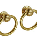 Antique Brass Ring Cabinet Pulls Set Of 2 For Dresser Drawers Wardrobe Furniture, solid brass with polished finish