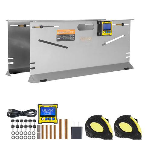 Wheel Alignment Tool 2 Pack Toe Plates With Camber Caster Toe Gauge, stainless steel plates, magnetic slots, rods, tapes, chart