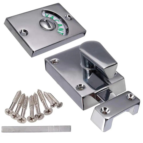 Toilet Stall Door Lock Indicator With Vacant Or Occupied Status, Surface Mounted Privacy Lock For Public Restrooms in Chrome