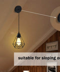 Black Pendant Lights 2 Pack Farmhouse Industrial Metal Cage Ceiling Fixtures Adjustable Hanging Lights For Kitchen