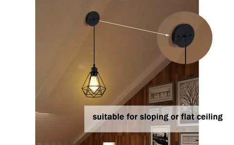 Black Pendant Lights 2 Pack Farmhouse Industrial Metal Cage Ceiling Fixtures Adjustable Hanging Lights For Kitchen