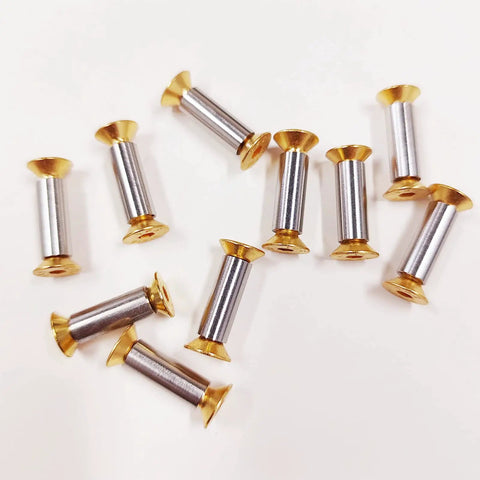 10 Pieces Knife Handle Hardware Kit M4 Screws Nuts Bolts Rivets With Flat Hex Head Gold Finish For Knife Repair Custom Grips And Gear Building Dope Quality pieces on display