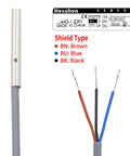 Crazy Accurate M4 Inductive Proximity Sensor Switch With 1mm Sensing Distance And 78 Inch Cable, 10-30VDC, 3-Wire PNP NC, Shielded Detector, LJ4A3-1-Z/AY, Grey, showing shield type and wire colors.