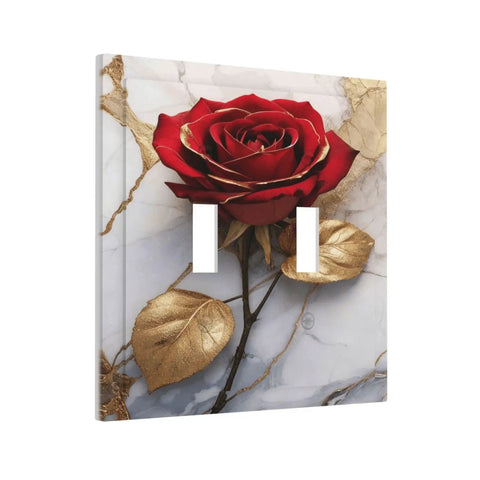 Vintage Red Rose Marble Toggle Plate Cover Built Tough With Rugged Abs To Dodge Scratches Keeps Walls Looking Sharp with red rose design