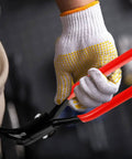 Person using Sheet Metal Bender Pliers 10.23 Inch Folding Edge Hand Seamers with Built In Lock for metalworking projects.