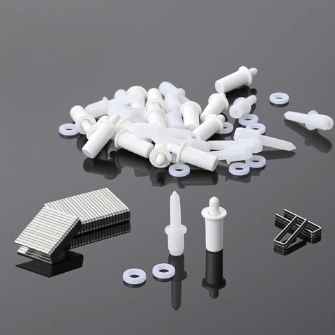 GameChanger Plantation Shutter Repair Kit features metal staples and plastic pins with washers for easy DIY home fixes.