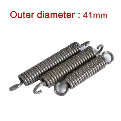 Built Tough 65Mn Steel Tension Extension Spring For Heavy Duty Industrial Machinery And Furniture High Hardness Corrosion Resistant 4.0Mm Wire 41Mm Outer 120Mm To 500Mm, showing three springs with 41mm diameter.