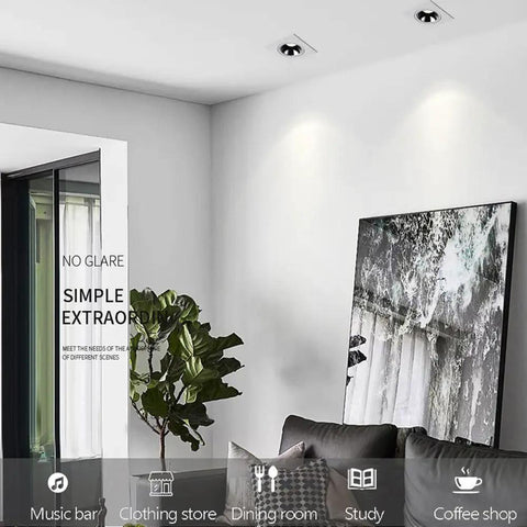 Living room with UWYTGF 3.3 Inch Retrofit Led Recessed Light, aluminum fixtures enhancing decor without glare.