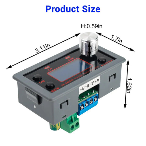 Integrated Stepper Motor Driver Controller For NEMA 17 23 Size Motors with LCD display, dimensions labeled, side view
