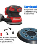 5 Inch Hook And Loop Sanding Pad Replacement Backing Plate For Random Orbit Sander Tough As Nails with installation screws shown.