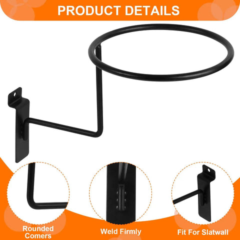 Slatwall Hat Display Rack Black Matte Finish Six Pack Heavy Duty Alloy Steel Construction Tool Free Installation