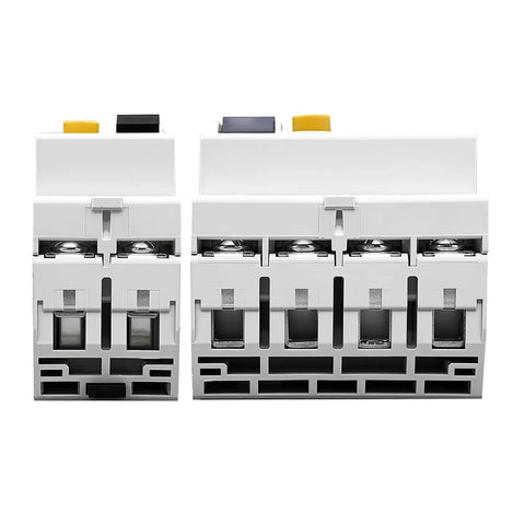 Two Smooth Operator 2P 4P Residual Current Circuit Breakers 40A 63A electric safety switches with test buttons.