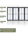 Bypass Double Sliding Pocket Door Hardware Kit 12Ft For 4 Door System Aluminum Track dimensions diagram.