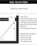 Size selection diagram for Built Tough Electric Remote Control Pull Down Attic Ladder with measurements for installation.