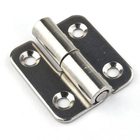 Top Shelf Slick 1.5 Inch Detachable Hinges Pack Of 6 304 Stainless Steel left hand hinge close-up view.