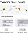 Heavy Duty Smart Curtain Rod System With Remote And WiFi Control, Alexa And Google Home Compatible, TuyaSmart SmartLife App, Quiet Aluminum Motor, 80 LB Load Capacity, 16.4 Ft Length, Easy Install, Plug And Play, Durable And Long Lasting installation requirements and tools