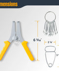 Miter Spring Clamps Kit With Spring Loaded Pliers And 8 Quick Clamps for woodworking projects, showing size dimensions and tools