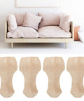 Set Of 4 Hand Carved Solid Wood Furniture Legs For Coffee Table Sofa And TV Cabinet, Rubber Wood With Natural Rustic Grain Finish