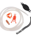 Reliable Manual Gasoline Transfer Pump With Durable Siphon Hose System Tapered接口 includes rubber squeeze pump and clear PVC hoses.