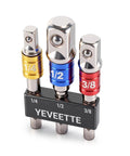 3Pcs Hex Shank To Square Built Tough Heavy Duty Socket Adapter Set With Impact Grade Build Anti Slip Detent Ball for Drill Attachments
