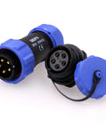 SP21 5 Pin IP68 Waterproof Aviation Circular Connector 21mm Panel Mount 30A Plug Socket With Dust Cover For Rugged Industrial Power And Signal Applications blue connector set