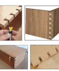 Top Shelf Carbide Dovetail Router Bit Set Two Piece Kit used on joinery for a wooden jewelry box with clean dovetail cuts.