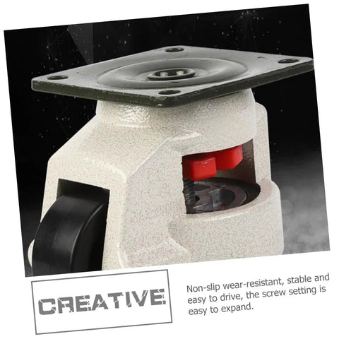 Smooth Ride Heavy Duty Adjustable Leveling Casters With Swivel Locking Rolling Wheels 4 Pack Steel base plate mount close-up view.