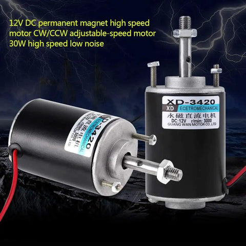 Reversible DC Motor 12V And 24V 30 Watt 3000RPM Copper Wound Silent Brushed motor with low noise and adjustable speed.