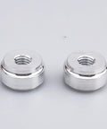 Top Shelf 6061 T6 Aluminum Female M8 X 1.25 Metric Weld On Mounting Boss Bung Fitting Boasting A Slick Stepped Design Made For Quick Welds Into Oil Pans Radiators Or Custom Garage Builds Pack Of Two, shiny aluminum bungs.