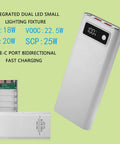 Slick 8 Slot 18650 Battery Holder With Usb C Fast Charging And Crisp Lcd Display, Grab And Go Stash Box For Flat Top Cells, Plug And Play Juice Case, Batteries Not Included, showing front and back view.
