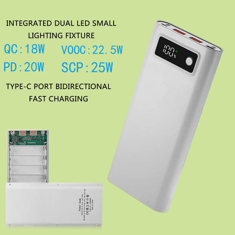 Slick 8 Slot 18650 Battery Holder With Usb C Fast Charging And Crisp Lcd Display, Grab And Go Stash Box For Flat Top Cells, Plug And Play Juice Case, Batteries Not Included, showing front and back view.