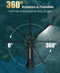 Rechargeable LED Work Light With Magnetic Base 360 Degree Rotation 5 Modes diagram showcasing rotation feature