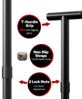 T-handle grip and lock nuts of Heavy Duty Spade Shovel With Adjustable T Handle Serrated Blade For Root Cutting 31 To 45 Inch Length 4.5 Pound