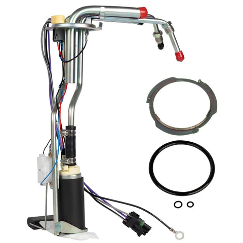 Premium Electric Fuel Pump Module Replacement For 1996 1997 Chevy GMC Trucks CK 1500 2500 3500 4.3L 5.0L 5.7L 7.4L Drop In No Hassle Install Turbo Pump With Enhanced Fourth Gen Motor, showing metal fuel tube and connectors