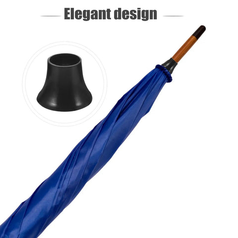 Top Shelf Black Plastic Umbrella Tip Protector Caps For Long Handle Canes And Patio Parasols with blue fabric and snuggly fit.
