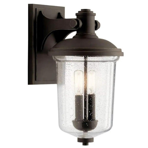 12 Inch One Light Wall Sconce With Clear Seeded Glass In Olde Bronze Finish featuring a sculptural design for indoor use