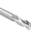 Router bit, upcut 3-flute carbide end mill; 1/2 in shank, 1/2 in cutting diameter, 3 in total length.