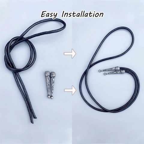 12 Piece Bolo Tie Tips 5mm End Caps Replacement Cord Ends For DIY Crafts And Clothes Decor, Lightweight Bolo Tie Cord End Caps Accessories To Fit 5mm Cords, 5mm alloy tips on cord