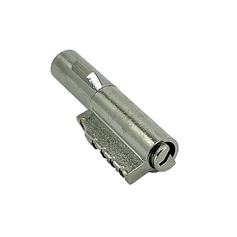 Premium Chrome Universal Plunger Lock Keyed Alike Setup Swings Open Dead Nuts Smooth For Glass Or Wood Doors Quarter To Half Inches Thick showcasing a chrome lock cylinder.