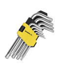 Beefy 9 Piece Torx And Allen Wrench Set With Short Arm Hex Keys T10 To T50 In Chrome Vanadium Steel Built For Heavy Duty Home DIY And Auto Repair Durable Storage Case Included, yellow-black hinge