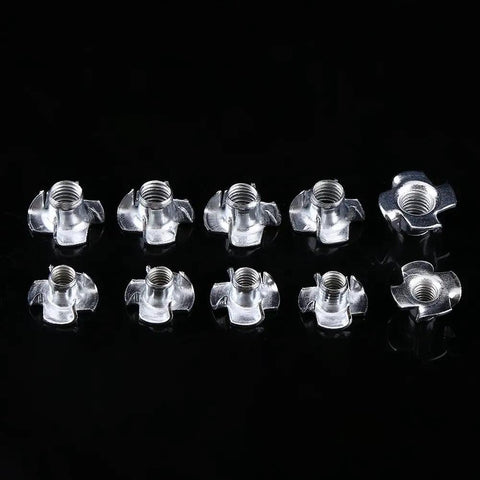Four Pronged Tee Nuts Kit For Wood And Chipboard, Carbon Steel With Zinc Finish, 90-Piece Assorted Sizes for furniture building
