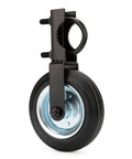 Gate Helper Wheel For 6 Inch Gate Support With Metal Swing Gates Fits 1 To 2 Inch Frames Keeps Your Gate From Dragging On Chain Link Fences Rugged Rubber Tire And Rustproof Steel Black, showing black metal bracket and rubber tire with visible mounting hardware.
