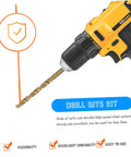 Rock Solid 19 Piece High-Speed Steel Cobalt Drill Bit Set With Twisted Design For Stainless Steel Alloy Timber Plastic And Professional Heavy Duty Drilling Projects That Make Short Work Of Tough Materials, 12V drill bit in yellow drill