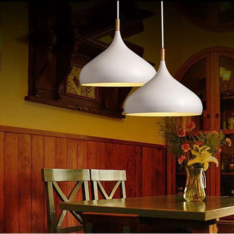 60 Watt Modern Elegance White Pendant Light Fixture For Kitchen And Dining Areas with duo hanging over dining table